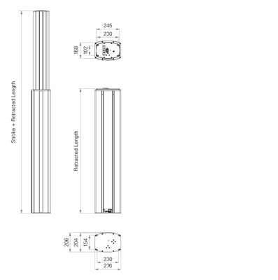 2-Stage Electric Lifting Column 24V DC 1000N 30mm/s High DBM 542.5Nm