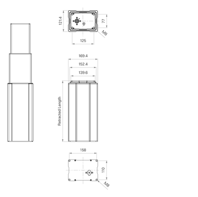 Heavy-Duty Black Lifting Column 3-Stage 200KG Load for Industrial Automation